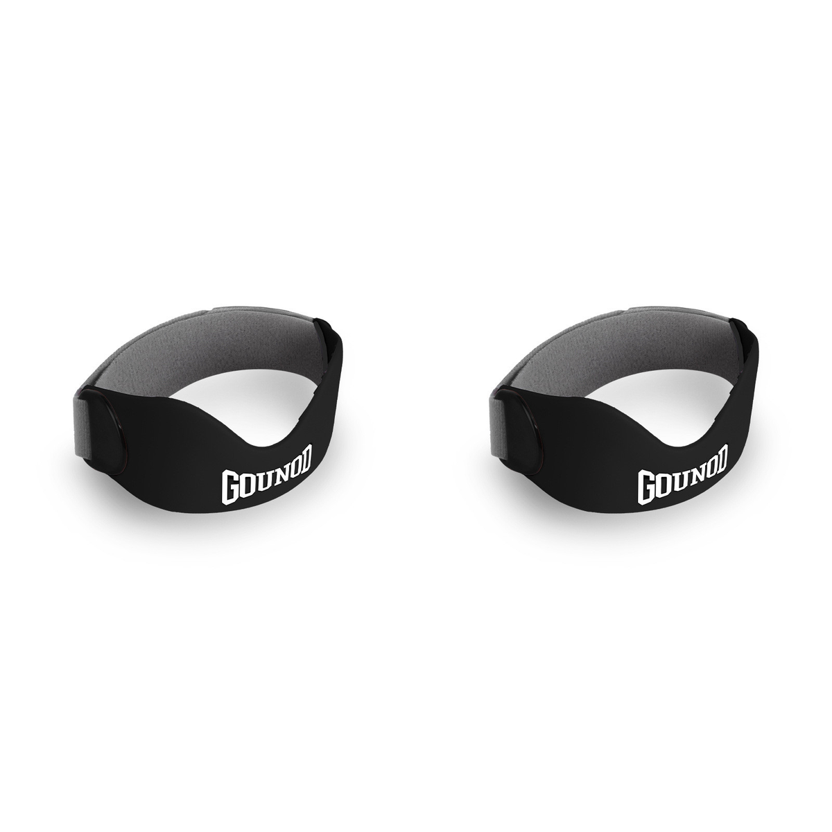 Two black patellar knee straps